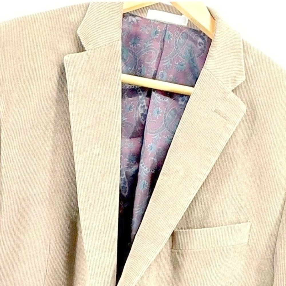 Lauren Ralph Lauren Tan Wale Corduroy Blazer Jacket Mens 44R Paisley Lined